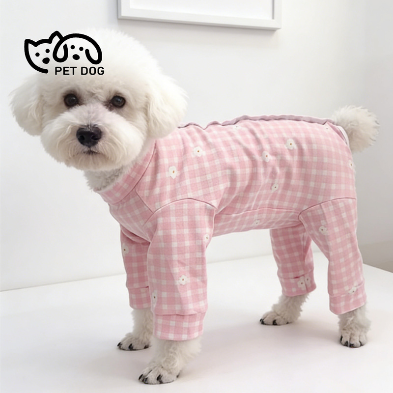 Dog Four-Legged Dust-Proof Pants, Pure Cotton, Extended Leg Base Shirt, Home Pajamas, Pet Teddy Puppy Belly-Covering Clothes