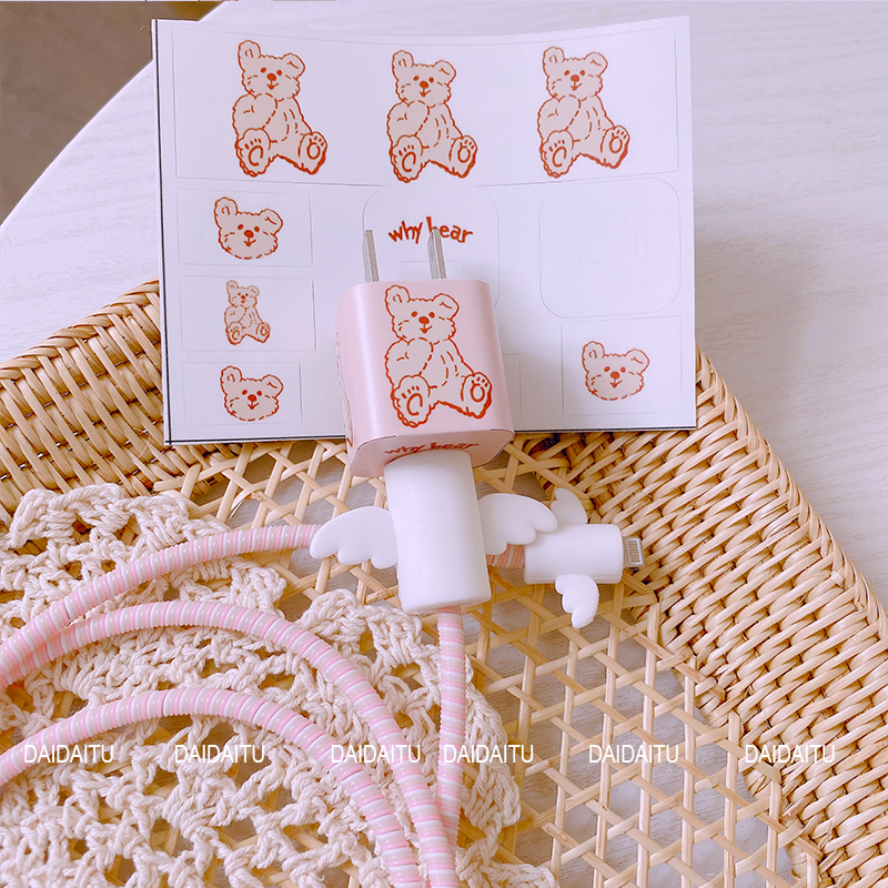 Ins bear why apple data protection cover for iPhone11 XR 7 8 6 earphone winder