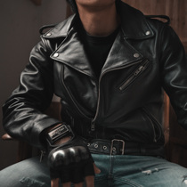 (By the wind)MR MOTOR heavy weight first layer pure cowhide motorcycle leather jacket leather lapel motorcycle leather jacket men