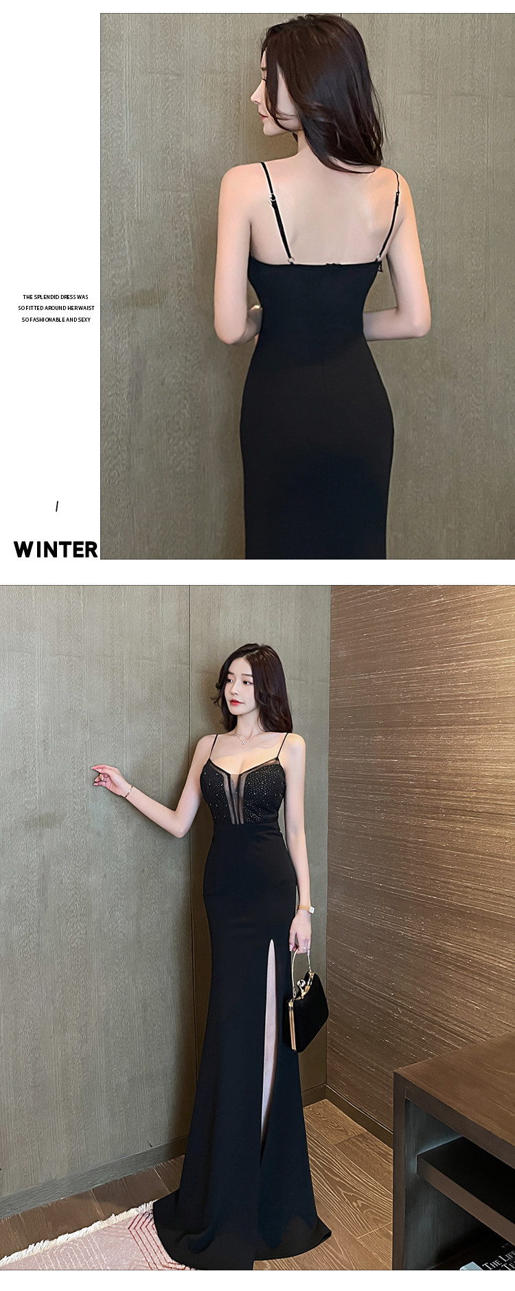 Сексуальная весенняя длинная юбка, вечернее платье, V-образный вырез, облегающий крой    