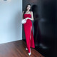 Muse Little Dress Summer New Nightclub Fashion Slanted Shoulder Long Dress Temperament Slimming Slit Dress