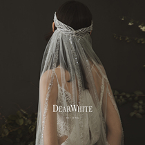 Dear White Veil Yun Can Heavy Industry Beaded Veil Bright Lace Bridal Wedding Main Wedding Dress Tiara for Women