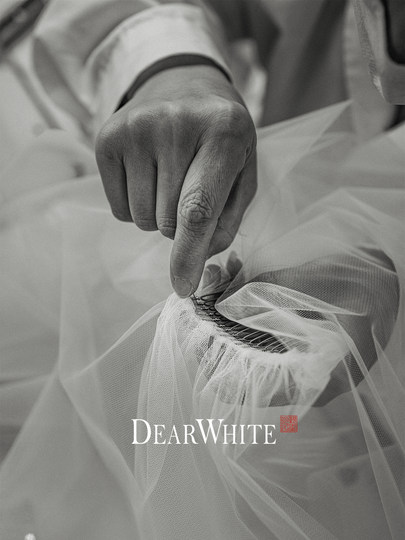 Lieber weißer Schleier <Yunzhu> Retro-Spitzenschleier Brauthaupthochzeitskleid Französisches großes nachlaufendes langes Tiara