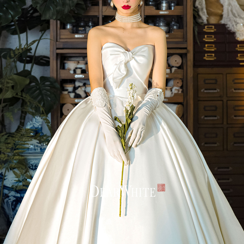 Dearwhite Original Design of the Song "Doll Waltz" Satin Wedding Dress Main Fabric Bridal French-Style Dress Dearwhite Original Design of the Song "Doll Waltz" Satin Wedding Dress Main Fabric Bridal French-Style Dress