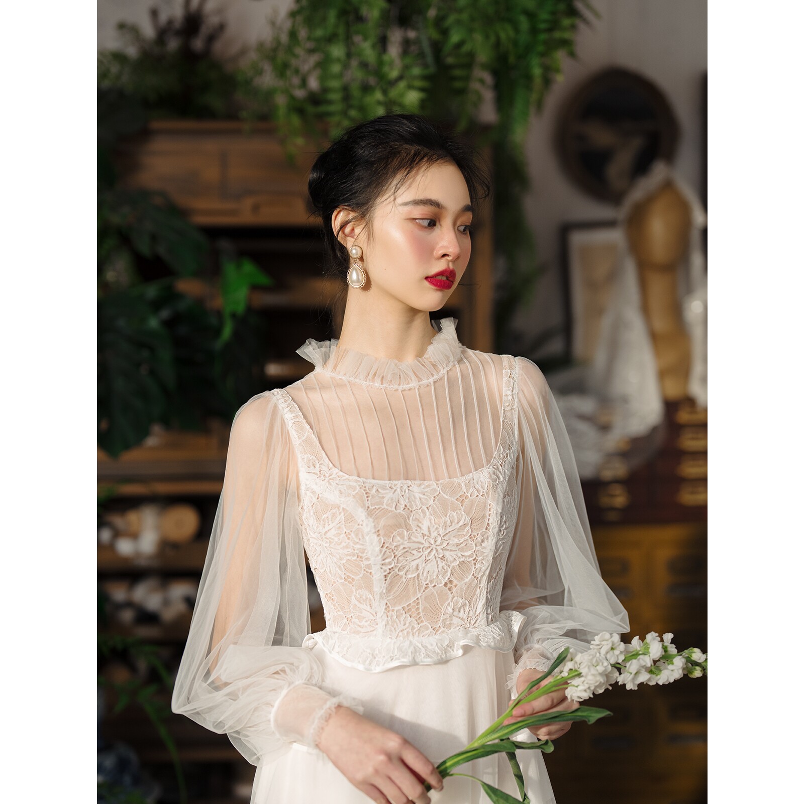 Ретро дизайнерское свадебное платье для невесты, оригинальная кружевная длинная юбка, французский стиль, А-силуэт 