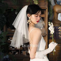 Dear white head yarn < Cloud and > original method bride white suitor for wedding photo small prop short headwear