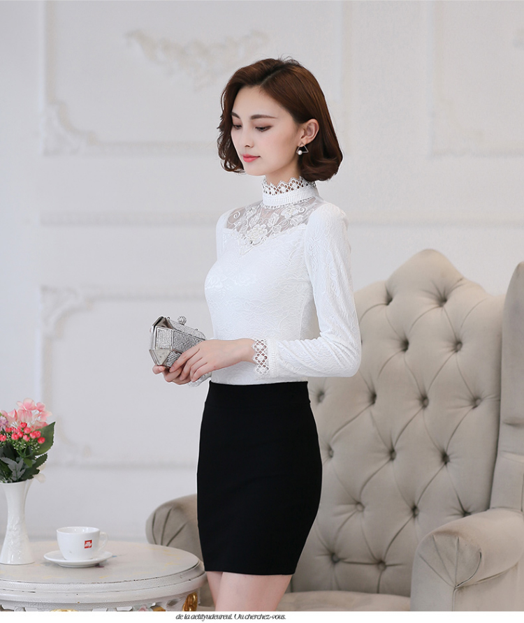 Mùa thu và mùa đông áo sơ mi ren dài tay cỡ lớn bảo hiểm phụ nữ sưởi ấm chạm đáy áo mới phiên bản Hàn Quốc của áo dày cộng với áo phông nhung quần tất