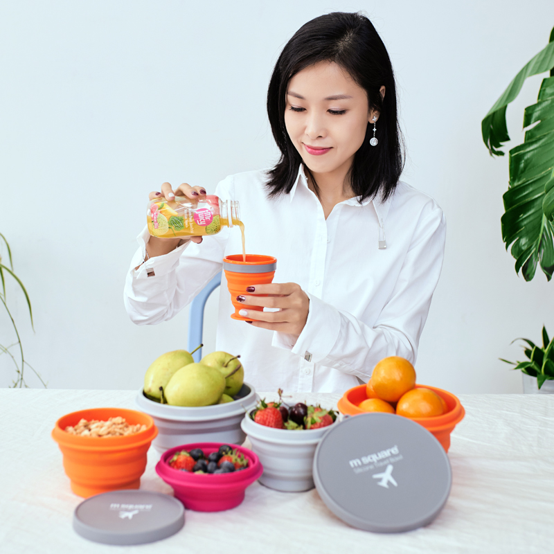 m square folding cup Silicone cup Compression portable telescopic High temperature resistant boiling water travel gargle