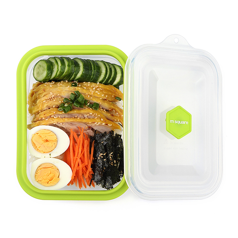 m square silicone lunch box Microwave lunch box Lunch box Refrigerator storage box Sealed fresh box Folding lunch box