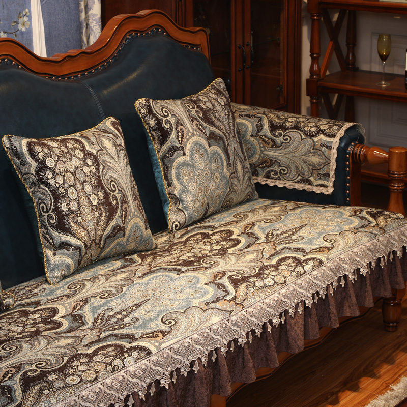 American retro sofa cushion cover non-slip high-end luxury four seasons universal leather sofa cover cover towel European style 123 combination