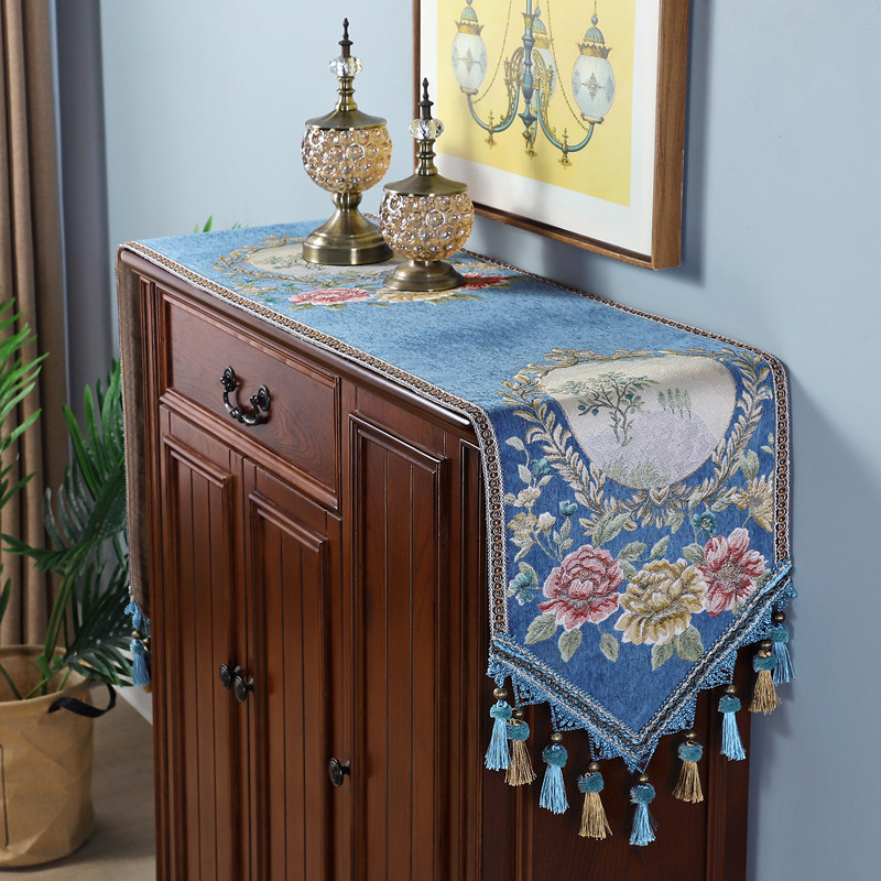 Table runner European high-end luxury tablecloth Chinese light luxury tablecloth Coffee table TV cabinet cover cloth shoe cabinet decorative strip