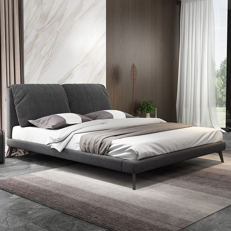 Nordic pneumatic storage cloth bed Bedroom Small apartment detachable double bed Tatami fabric bed Master bedroom