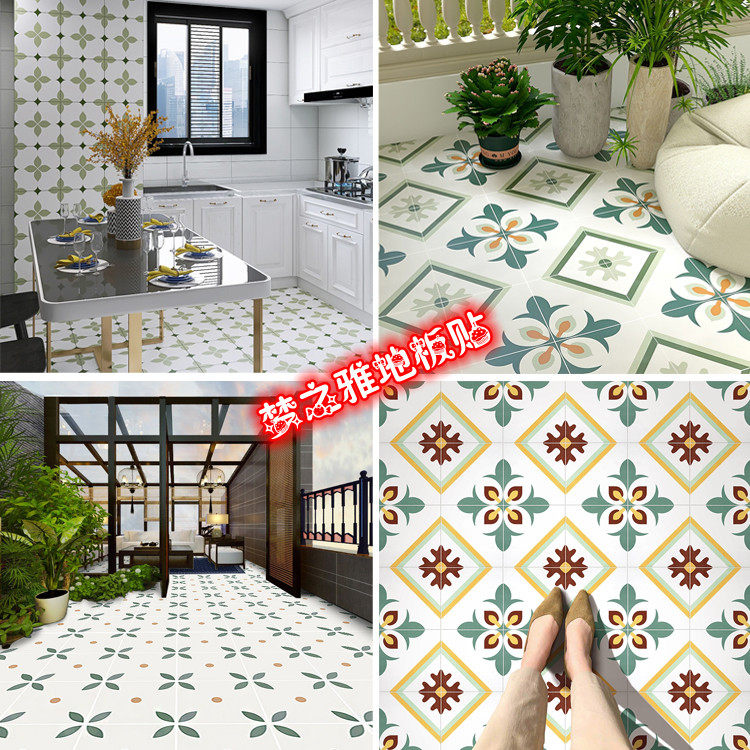 3d wear-resistant kitchen ground balcony self-adhesive waterproof sticker powder room bathroom floor floor sticker wall renovation wall sticker