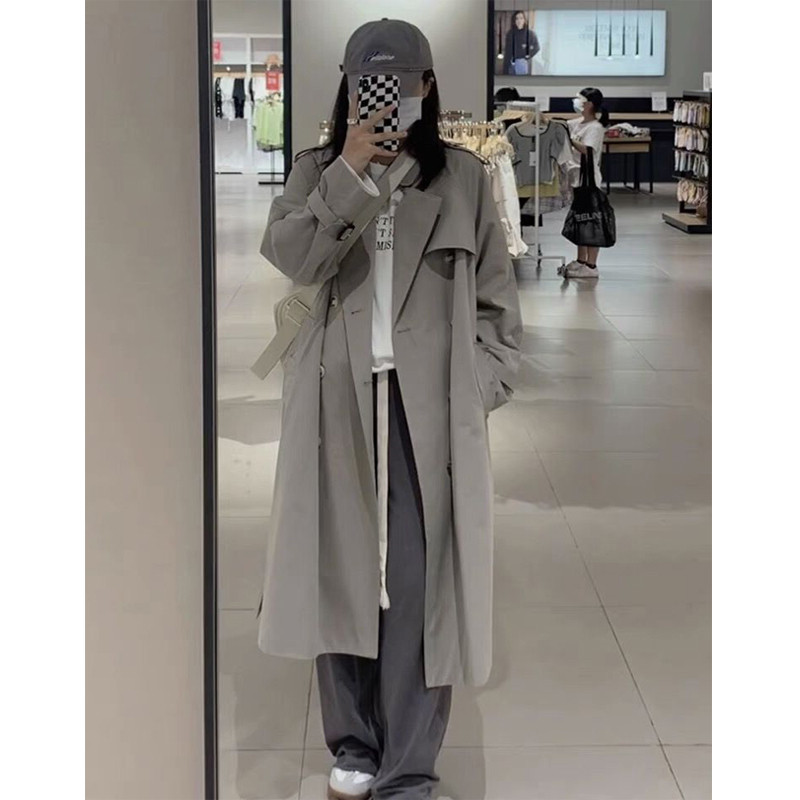 2022 The new spring and autumn chic windcoat jacket women's coat of clothing The long version of the small subHan wind texture Spring-style sashimi