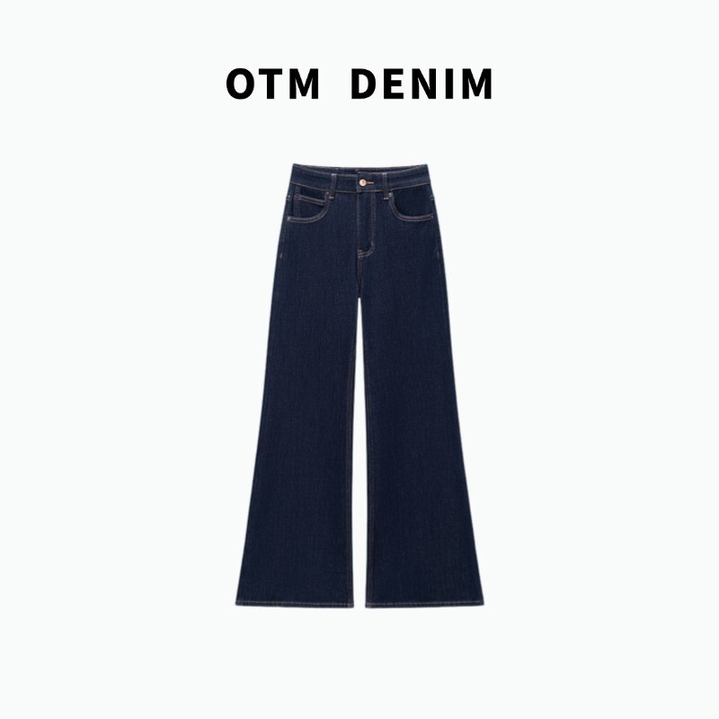 Otm Denim【Autumn Charm】Four-Way Stretch Straight-Leg Flared Pants, Fade-Resistant, High-Waisted, Long Style, Embroidered, New Autumn Collection