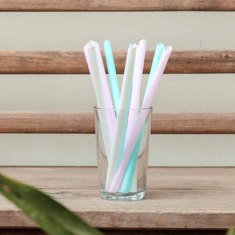 Independent packaging net red pink long juice milk tea straw disposable plastic white fine straw drink thick straw