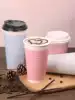 Three cups of tea 500ml disposable Net red coffee milk tea with lid packaged take-away hot drink paper cup custom thickened