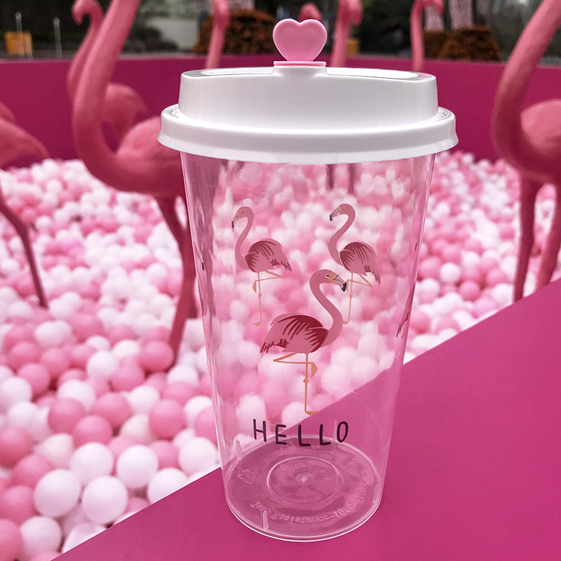 Thickened cold drink 90 caliber disposable plastic cup Transparent injection Heicha delivery packaged milk tea juice cup stopper