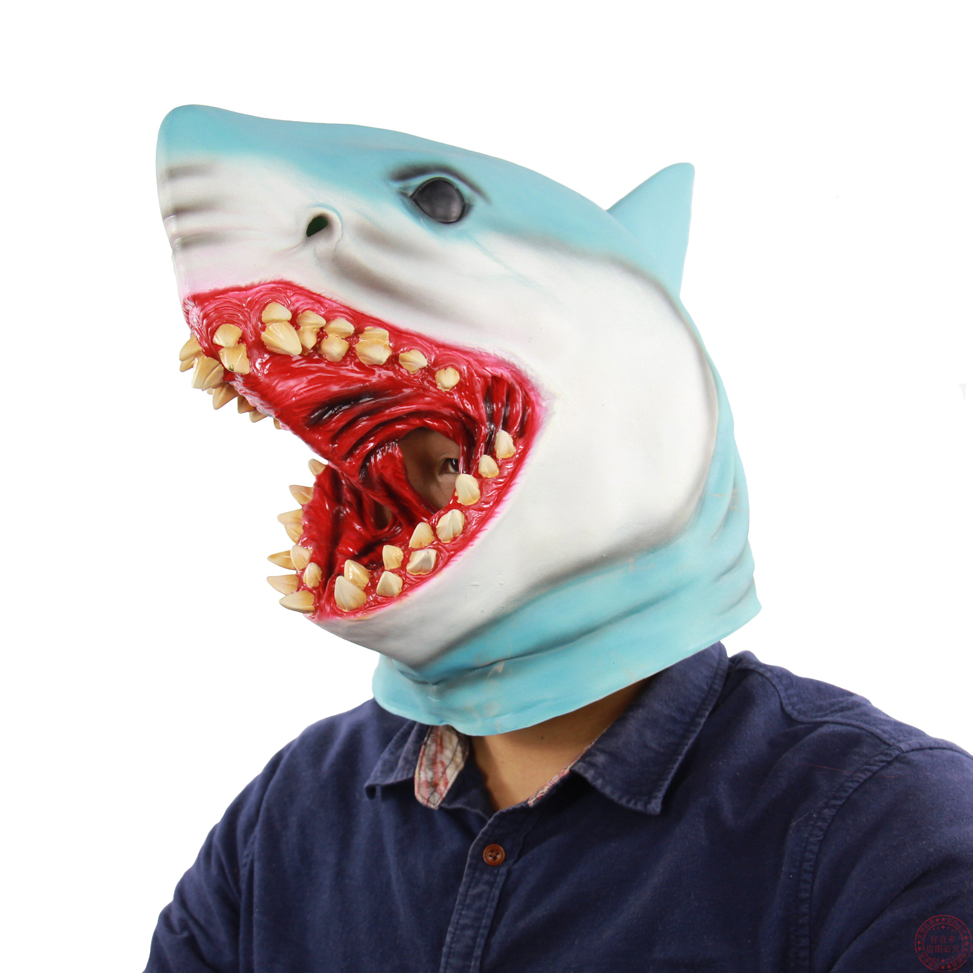 Halloween cannibal shark Hood horror shark mask Animal Bar haunted house escape party cos decoration