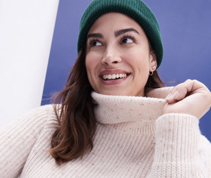Jcrew Sub-Brand Export Dotted Yarn Turtleneck Wool Sweater Women's Thick Warm Beige Sweater Special Offer