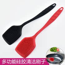 Silicone washing pot brush long handle multi-function anti-scalding brush Pot artifact descaling oil kitchen bath brush rub back brush