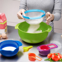 Creative export color box measuring Cup 10-piece set of cooking basin salad mixing bowl filter basket 6-piece scale measuring spoon spoon