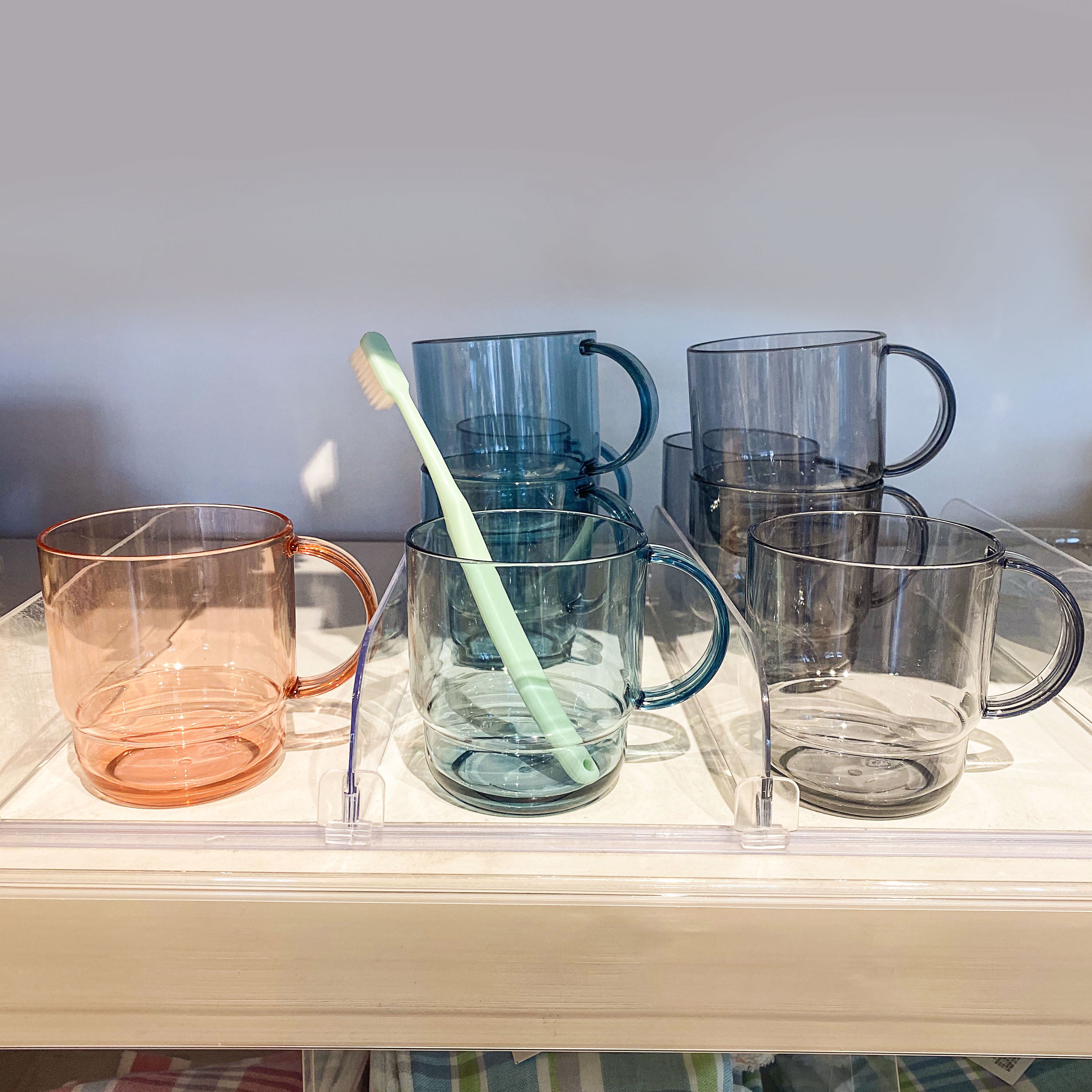 Japan nitori counter smoke gray transparent mouthwash cup with handle brushing cup couple home wash cup