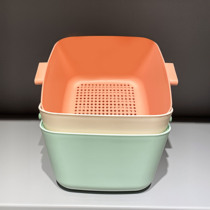 Love Home Colorful Banged double draining basket Kitchen washing basin Water filtration basket Vegetable Fruit Containing Basket
