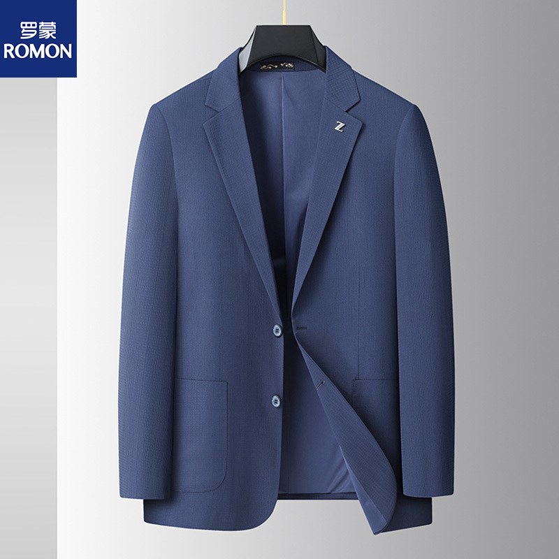 Romon Men's Casual Suit, Thin Style, Loose Fit for Big and Tall Men, Plus Size Blazer, Business Spring and Autumn Single Suit