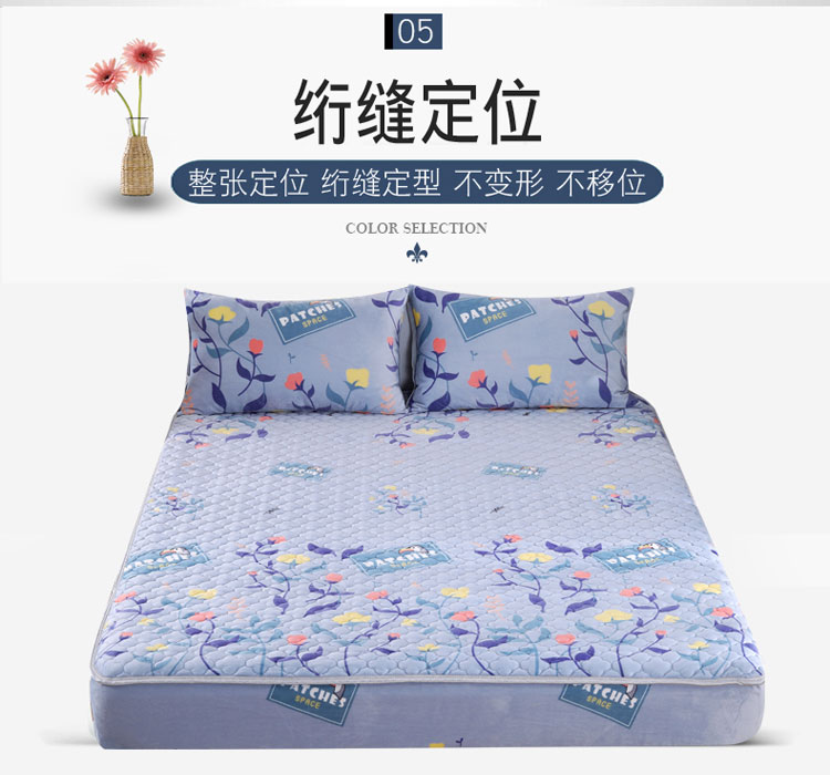 Giường nhung pha lê 笠 Tấm đơn dày mền chống trượt Simmons nệm nệm 1,8m Giường nhung 1,5m san hô bọc nhung - Trang bị Covers 	ga chun trải giường 2mx2m2	