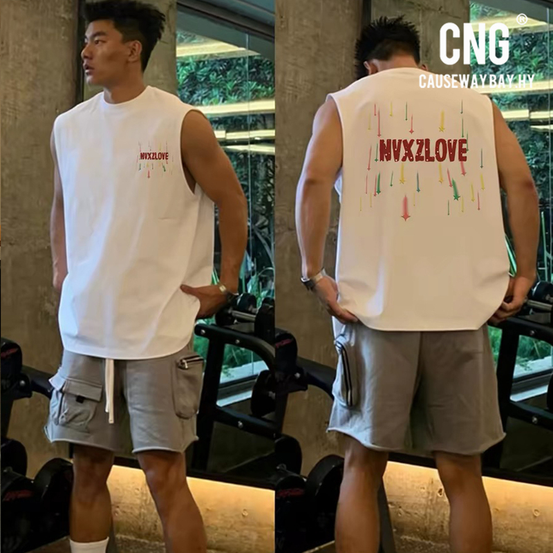 Hong Kong Trendy Brand American-Style Design Vest for Men, Summer Fitness Sports Fashion Trendy Sleeveless T-Shirt Top