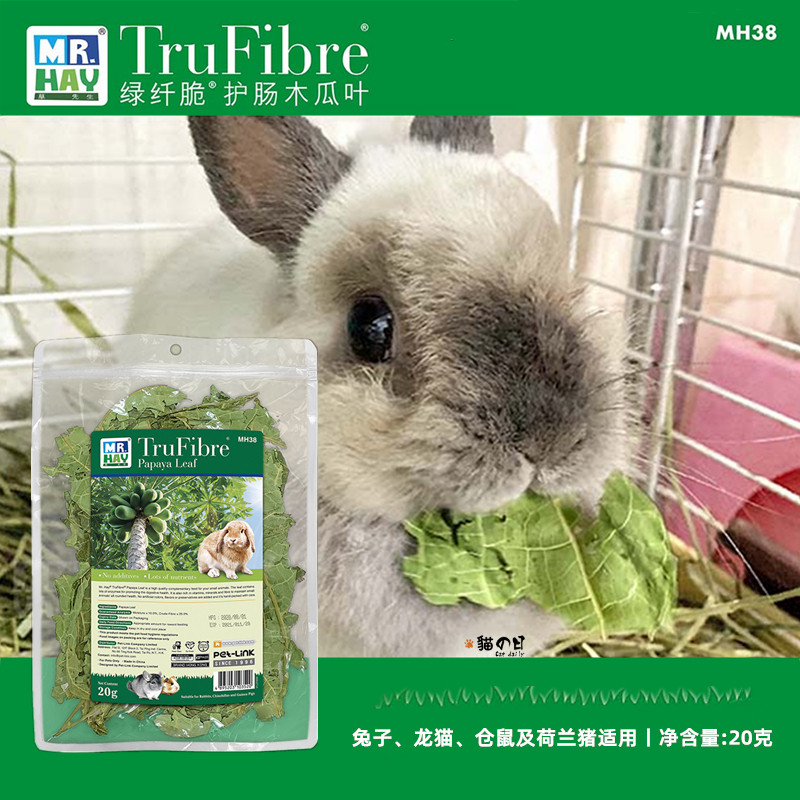 Mr Hay green crispy papaya leaf protects the stomach and helps digestion rabbit chinchilla hamster guinea pig snacks full 5 pieces