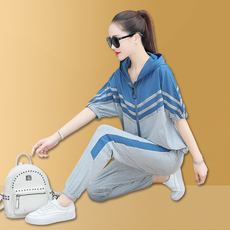 Одежда для отдыха 名牌运动服套装女夏纯棉女士品牌薄款时尚女装减龄卫衣休闲两件套