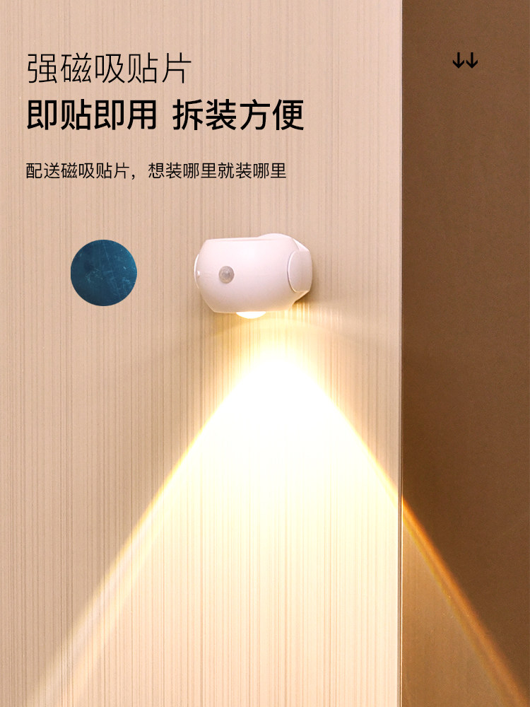 Sunset Lamp Human Body Sensor Rechargeable Spotlight No-Wiring Night Light Home Magnetic Wireless Living Room Background Wall Lamp