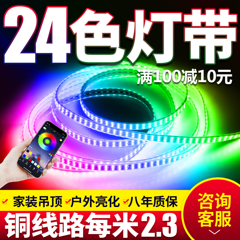 Light with led three-color living room ceiling 220V neon home remote control colorful color changing outdoor super bright waterproof light bar
