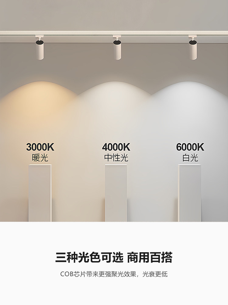 Surface-Mounted Track Light Led Spotlight for Catering and Clothing Stores, Commercial Use, Ultra-Bright Cob Rail Background Wall Fill Light, Ambient Lighting