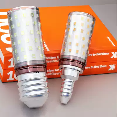 Household crystal lamp chandelier light source LED three-color dimming corn bulb e14 small screw e27 candle bulb 12W
