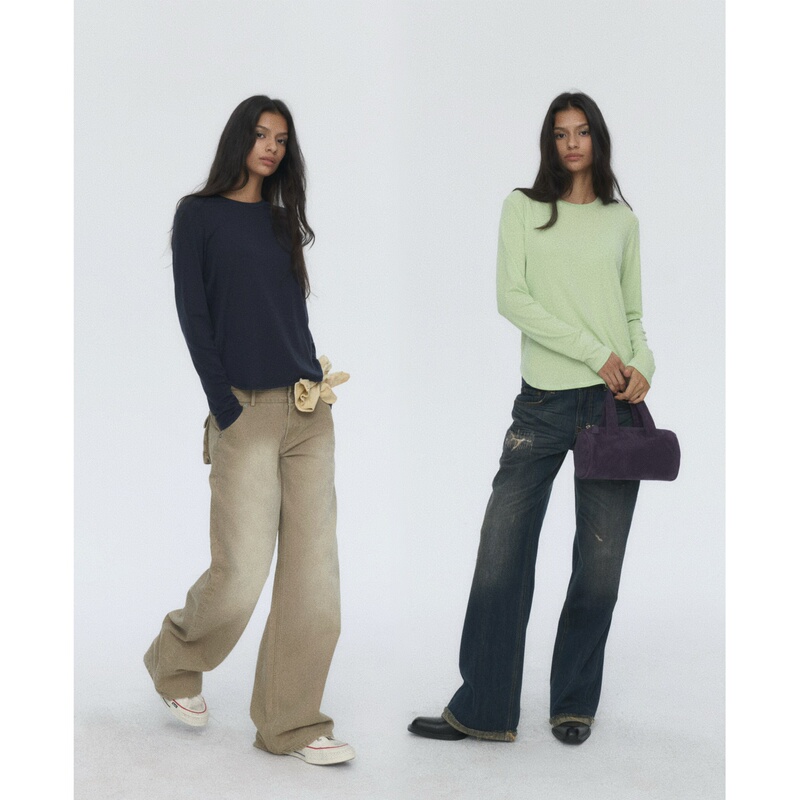 Fot2026 Autumn/Winter Linen Lyocell Blend Comfortable Base Layer Casual Loose Fit Curved Hem Long Sleeve T-Shirt Fot2026 Autumn/Winter Linen Lyocell Blend Comfortable Base Layer Casual Loose Fit Curved Hem Long Sleeve T-Shirt