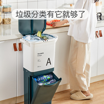 Garbage classification trash can Household large kitchen special double-layer dry and wet separation of food waste with lid double bucket deodorant