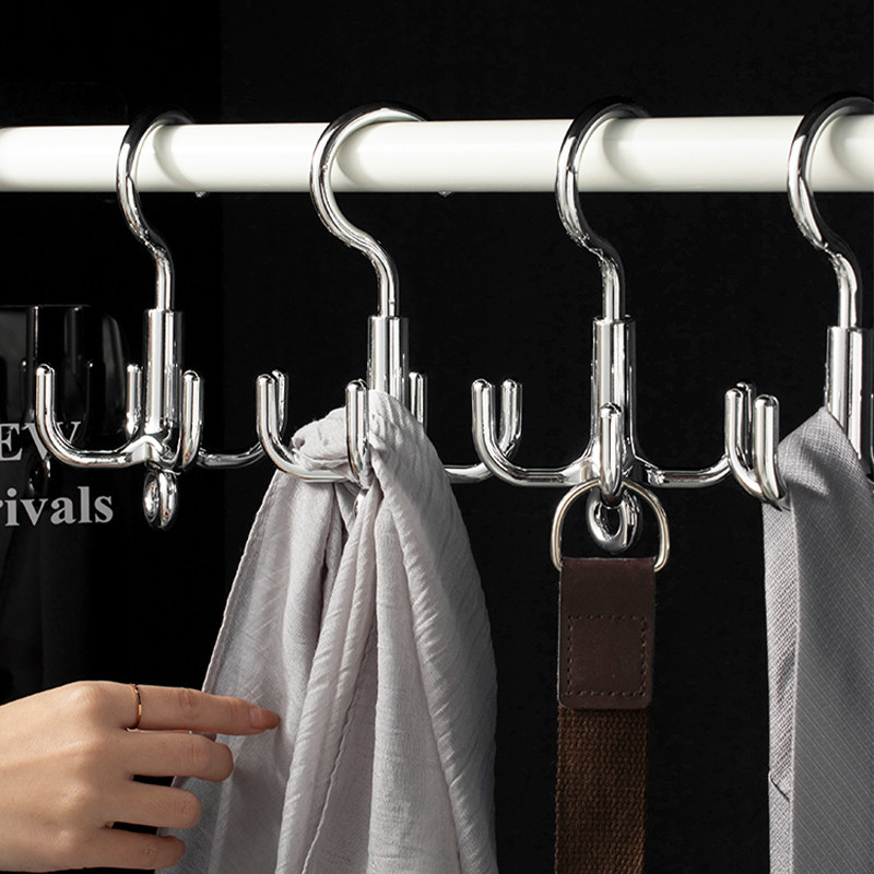 Multifunctional rotatable four-claw hook clothes wrapped scarf storage artifact dormitory wardrobe hat creative hanger
