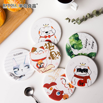 Peninsula Good Natural Diatom Mud Water-absorbing Cup Mat Ins Cartoon Japanese Insulated Dining Mat Creative Table Mat