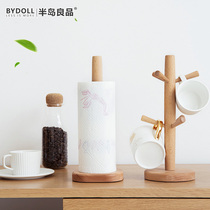 Peninsula Ryohin Japanese household kitchen paper towel rack Toilet paper column Roll paper storage rack Paper towel bucket free hole vertical