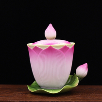 Guanyin God of Wealth Lotus Water Supply Cup Dehua Porcelain Water Purification Cup Holy Water Cup Offering Cup for Buddha Water Cup Buddha Hand Color