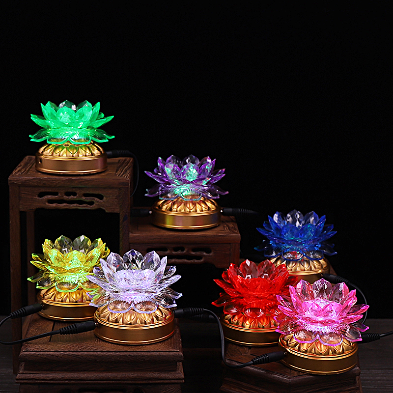 New LED colorful lotus lamp Buddha supply lamp Changming lamp for Buddha lamp Battery power saving energy saving wishing lotus lamp