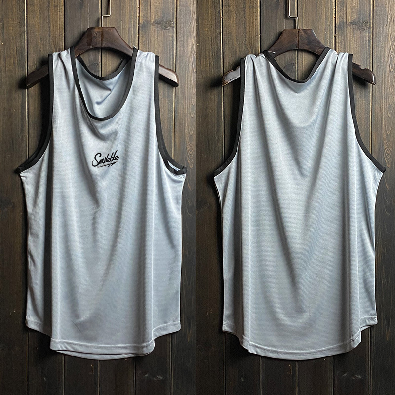 Summer Sleeveless Fitness Sports Vest American-Style Tank Top Men's Crew Neck Basketball Training Game Quick-Drying Top
