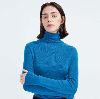 Elegant Pure Wool Slim-Fit Waist-Cinching Base Layer Turtleneck Sweater for Women, New Autumn and Winter Knitwear