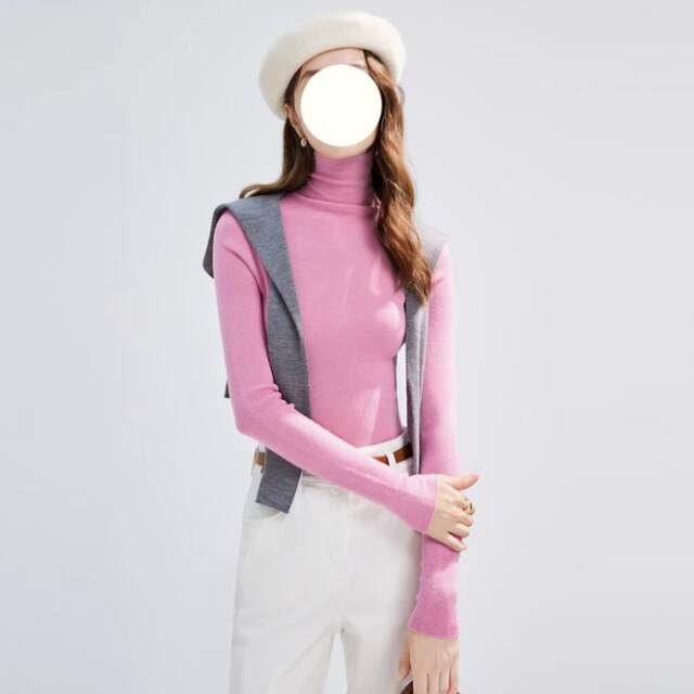 100% Sheep Wool Turtleneck Knitwear 2025 Winter New Style Women's Simple and Versatile Slim-Fitting Base Layer Knitwear