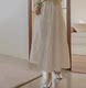 White Skirt for Women 2024 Summer New Style Elastic High-Waisted Slimming Mid-Length Cake Skirt A-Line Skirt