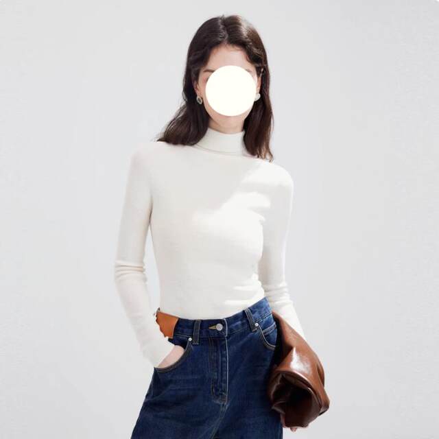 100% Sheep Wool Turtleneck Knitwear 2025 Winter New Style Women's Simple and Versatile Slim-Fitting Base Layer Knitwear