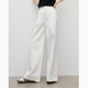 100% Cotton Jeans 2025 Summer New Women's Mid-Waist One-Button Wide-Leg Loose White Long Pants